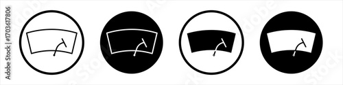 Windscreen icon collection in black and white filled and outlined style for web.