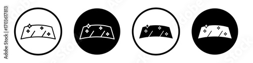 Windscreen icon collection in black and white filled and outlined style for web.