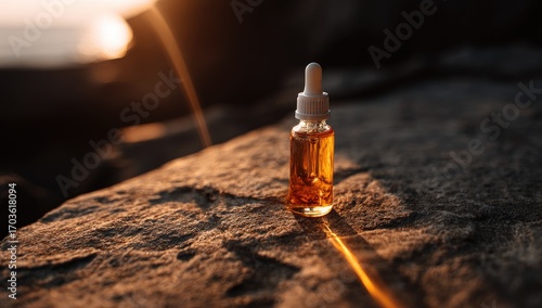 Sunset coastal rock oil bottle dropper