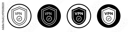 Virtual private network icon collection in black and white filled and outlined style for web.
