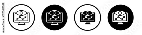 Visualization icon collection in black and white filled and outlined style for web.