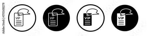 Vip pass icon collection in black and white filled and outlined style for web.