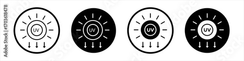 UV icon collection in black and white filled and outlined style for web.