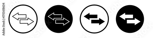 Transfer icon collection in black and white filled and outlined style for web.
