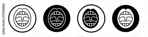 Tonsil icon collection in black and white filled and outlined style for web.