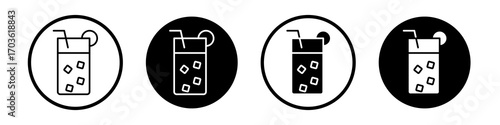 Tom Collins icon collection in black and white filled and outlined style for web.