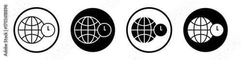 Time zones icon collection in black and white filled and outlined style for web.