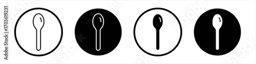Tablespoon icon collection in black and white filled and outlined style for web.