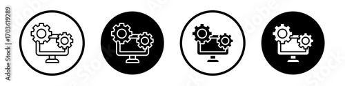 System icon collection in black and white filled and outlined style for web.