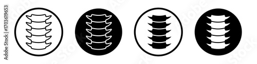 Spinal column icon collection in black and white filled and outlined style for web.