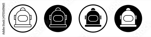 Space helmet icon collection in black and white filled and outlined style for web.
