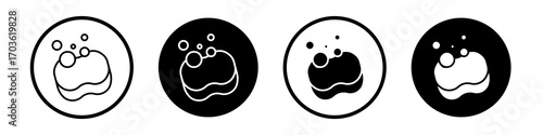 Soap cleaning icon collection in black and white filled and outlined style for web.