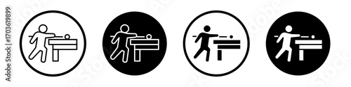 Snooker icon collection in black and white filled and outlined style for web.