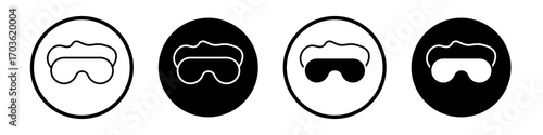 Sleeping mask icon collection in black and white filled and outlined style for web.
