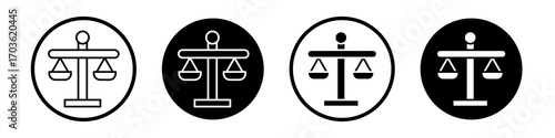 Scale icon collection in black and white filled and outlined style for web.