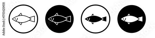 Sardine icon collection in black and white filled and outlined style for web.