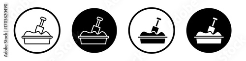 Sandbox icon collection in black and white filled and outlined style for web.