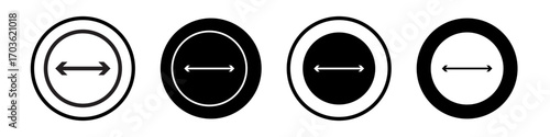 Radius icon collection in black and white filled and outlined style for web.