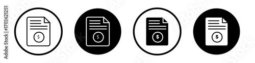 Price list icon collection in black and white filled and outlined style for web.