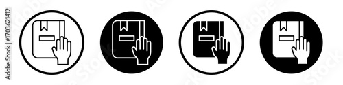 Pledge icon collection in black and white filled and outlined style for web.