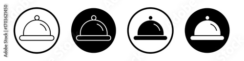 Platter icon collection in black and white filled and outlined style for web.