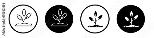 Plant icon collection in black and white filled and outlined style for web.
