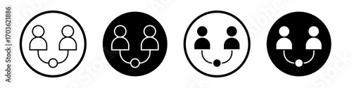 Partner icon collection in black and white filled and outlined style for web.