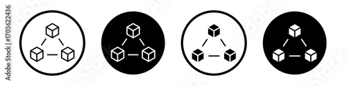 Modules icon collection in black and white filled and outlined style for web.