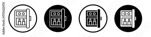 Minibar icon collection in black and white filled and outlined style for web.