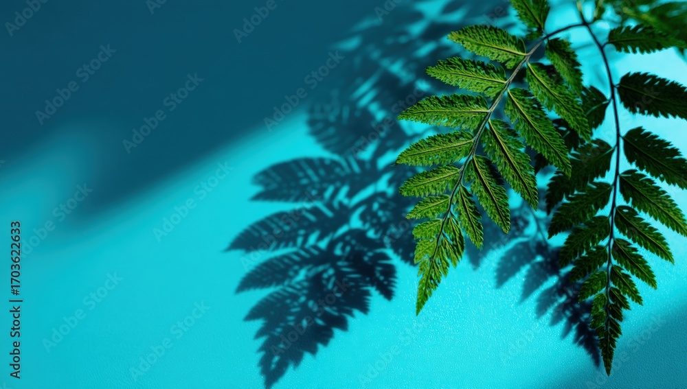 Obraz premium Fern shadow on teal