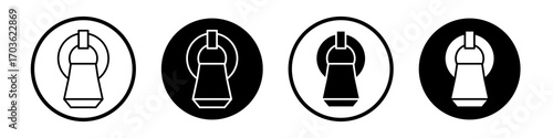 MRI scanner icon collection in black and white filled and outlined style for web.