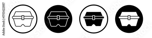 Lunch box icon collection in black and white filled and outlined style for web.