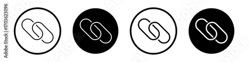Link icon collection in black and white filled and outlined style for web.