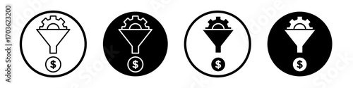 Lead generation icon collection in black and white filled and outlined style for web.