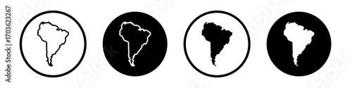 Latin america icon collection in black and white filled and outlined style for web.