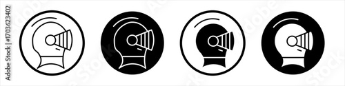 Knight helmet icon collection in black and white filled and outlined style for web.