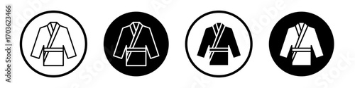 Kimono icon collection in black and white filled and outlined style for web.