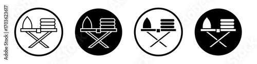 Iron board icon collection in black and white filled and outlined style for web.