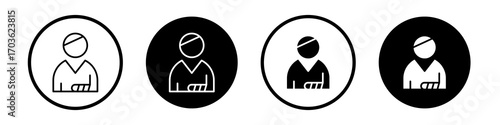 Injuries icon collection in black and white filled and outlined style for web.