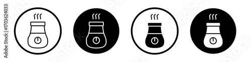 Humidifier icon collection in black and white filled and outlined style for web.