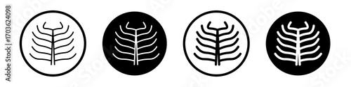 Human Ribs icon collection in black and white filled and outlined style for web.