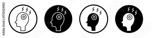 Headache icon collection in black and white filled and outlined style for web.