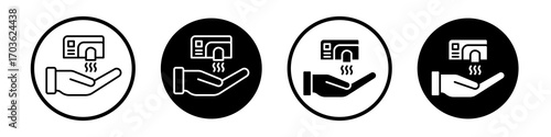 Hand dryer icon collection in black and white filled and outlined style for web.
