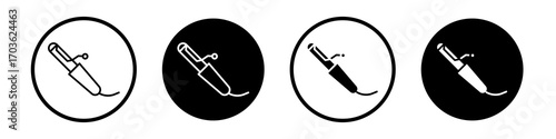 Hair curler icon collection in black and white filled and outlined style for web.