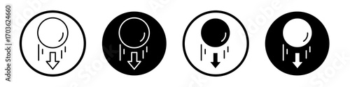Gravity icon collection in black and white filled and outlined style for web.