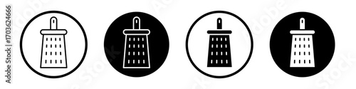 Grater icon collection in black and white filled and outlined style for web.