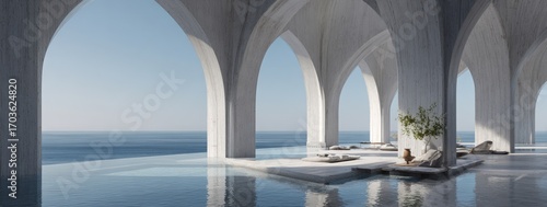 Wallpaper Mural Modern architectural structure with infinity pool overlooking the ocean Torontodigital.ca