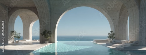 Wallpaper Mural Modern minimalist infinity pool overlooking ocean Torontodigital.ca