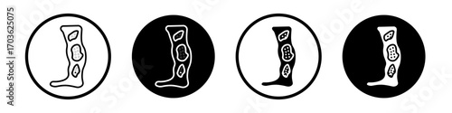 Gangrene icon collection in black and white filled and outlined style for web.