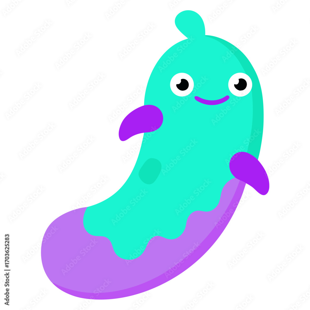 Obraz premium Cartoon eggplant character with cute smiling face and vibrant colors on a clean background